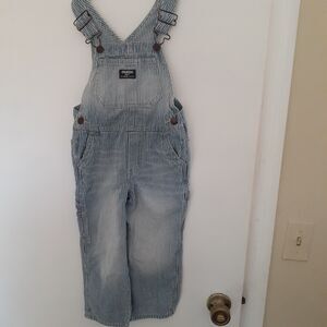Oshkosh B'gosh Overalls boys 4t 4 t Vest back Railroad Blue White Stripe vintage